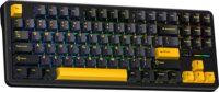 AULA F87 GrayWood RGB Gasket Tri-Mode Mechanikus Wireless Gaming Billentyűzet US - Fekete/Narancssárga