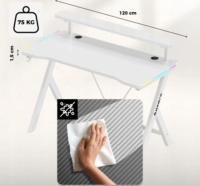 Huzaro Hero 1.9 RGB Gamer asztal felső polccal 120 x 60 x 75 cm - Fehér