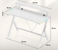 Huzaro Hero 1.9 RGB Gamer asztal felső polccal 120 x 60 x 75 cm - Fehér