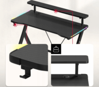 Huzaro Hero 1.9 RGB Gamer asztal polccal 120 x 60 x 75 cm - Fekete