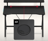 Huzaro Hero 1.9 RGB Gamer asztal polccal 120 x 60 x 75 cm - Fekete