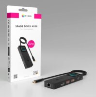 RaidSonic ICY BOX IB-DK4038-LCD Univerzális USB-C Laptop Dokkoló állomás LCD kijelzővel 100 Watt