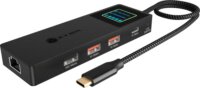 RaidSonic ICY BOX IB-DK4038-LCD Univerzális USB-C Laptop Dokkoló állomás LCD kijelzővel 100 Watt