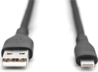Digitus AK-600108-010-S USB-A 2.0 apa - Lightning apa MFi Adat és Töltőkábel 12W 1m - Fekete