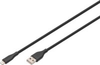 Digitus AK-600108-010-S USB-A 2.0 apa - Lightning apa MFi Adat és Töltőkábel 12W 1m - Fekete