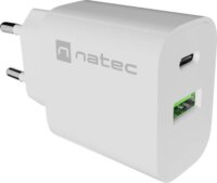 Natec NUC-2396 Ribera USB-A + USB-C Hálózati Töltő Adapter 20W - Fehér
