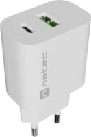 Natec NUC-2396 Ribera USB-A + USB-C Hálózati Töltő Adapter 20W - Fehér