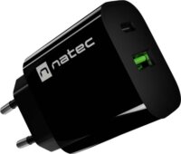 Natec NUC-2397 Ribera USB-A + USB-C Hálózati Töltő Adapter 20W - Fekete