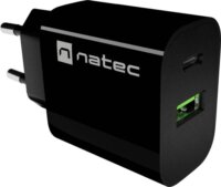 Natec NUC-2397 Ribera USB-A + USB-C Hálózati Töltő Adapter 20W - Fekete