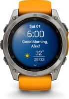 Garmin Fenix 8 Okosóra 51mm Narancssárga/Grafitszürke Szilikon Szíjjal - Titán