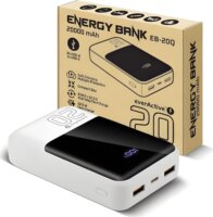 EverActive EB-20Q Powerbank 20000mAh 22,5W LCD Kijelzővel - Fehér