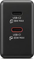 Lenovo G0A6065BEU GaN 2x USB-C Hálozati Gyorstöltő Adapter 65W + USB-C Kábel 1.5m - Fekete