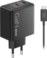 Lenovo G0A6065BEU GaN 2x USB-C Hálozati Gyorstöltő Adapter 65W + USB-C Kábel 1.5m - Fekete
