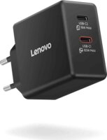 Lenovo G0A6065BEU GaN 2x USB-C Hálozati Gyorstöltő Adapter 65W + USB-C Kábel 1.5m - Fekete