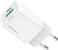 Colorway CW-CHS062PD-WT GaN Mini USB-C / USB-A Hálózati Töltő Adapter 20W - Fehér