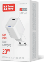 Colorway CW-CHS059PD-WT GaN Mini USB-C Hálózati Töltő Adapter 20W - Fehér