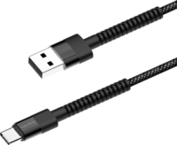 Colorway CW-CBUC063-BK USB-A apa - USB-C apa Nylon Adat és Töltőkábel 1m - Fekete