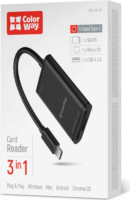 Colorway CW-CR-02 USB-C - USB 3.0 Külső Kártyaolvasó - Fekete