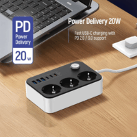 Colorway CW-CHE36PDB 250V 3x USB-A / 3x USB-C Hálózati Elosztó 3 Aljzatos 2m - Fekete