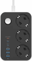 Colorway CW-CHE36PDB 250V 3x USB-A / 3x USB-C Hálózati Elosztó 3 Aljzatos 2m - Fekete
