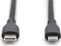 Digitus AK-600110-010-S USB-C 2.0 apa - Lightning apa Szilikon Adat és Töltőkábel 60W 1m - Fekete