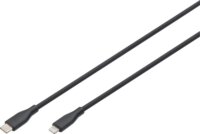 Digitus AK-600110-010-S USB-C 2.0 apa - Lightning apa Szilikon Adat és Töltőkábel 60W 1m - Fekete
