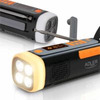 Adler AD 1920 Napelemes vészhelyzeti rádió power bank funkcióval - Fekete/Narancs