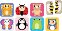 Banana Panda Állatok elfelezve 8x2 darabos Úti kirakó