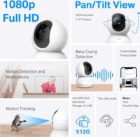 TP-Link Tapo C200C Smart Wifi FullHD forgatható Okos beltéri Kamera - Fehér