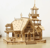 Multiversum Villa Fényhatásokkal 3D fa építőjáték