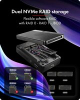 ICY BOX Heart RAID IB-RD2818DK-40G Dual M.2 NVMe USB4 / Thunderbolt 3 Külső RAID SSD Ház és Dokkoló Állomás - Fekete