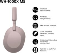 Sony WH-1000XM5 Bluetooth / Vezetékes Fejhallgató Headset - Rózsaszín