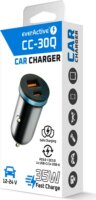 EverActive CC-30Q USB-C (PD) + USB-A 3.0 QC Autós Gyorstöltő 35W - Fekete
