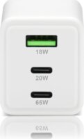 EverActive SC-655Q USB-A / 2x USB-C Hálózati Gyorstöltő Adapter 65W - Fehér