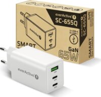 EverActive SC-655Q USB-A / 2x USB-C Hálózati Gyorstöltő Adapter 65W - Fehér