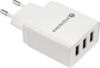 EverActive SC-300 3x USB Hálózati Töltő Adapter 17W - Fehér