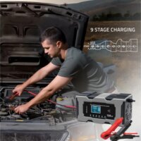 Qoltec 52493 Intelligens Akkumulátor Töltő AGM / GEL / LiFePO4 Akkukhoz LCD Kijelzővel
