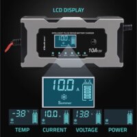 Qoltec 52493 Intelligens Akkumulátor Töltő AGM / GEL / LiFePO4 Akkukhoz LCD Kijelzővel