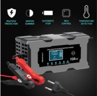 Qoltec 52493 Intelligens Akkumulátor Töltő AGM / GEL / LiFePO4 Akkukhoz LCD Kijelzővel