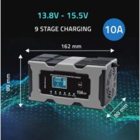 Qoltec 52493 Intelligens Akkumulátor Töltő AGM / GEL / LiFePO4 Akkukhoz LCD Kijelzővel