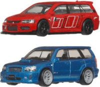 Mattel Hot Wheels 2005 Mitsubishi Lancer és 2004 Subaru Forester deluxe kisautó szett
