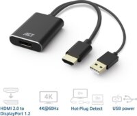 ACT AC7536 HDMI / USB-A apa - DisplayPort anya Átalakító Adapter - Fekete