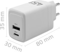 Qoltec 51825 USB-A / USB-C GaN Hálózati Gyorstöltő Adapter 45W - Fehér