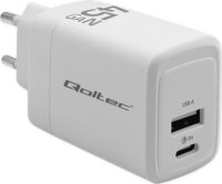 Qoltec 51825 USB-A / USB-C GaN Hálózati Gyorstöltő Adapter 45W - Fehér