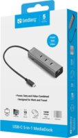 Sandberg 136-78 Univerzális 5in1 USB-C Notebook Dokkoló Állomás 100 Watt