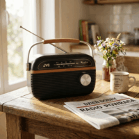 JVC RA-E215G Hordozható FM Asztali Rádió - Szürke/Barna