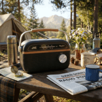 JVC RA-E215G Hordozható FM Asztali Rádió - Szürke/Barna