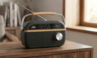 JVC RA-E215G Hordozható FM Asztali Rádió - Szürke/Barna