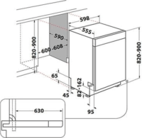 Whirlpool W7U HS61BS Beépíthető Mosogatógép 60cm 14 teríték