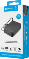 Sandberg 421-40 Nano Powerbank 20000mAh 20W + USB-C Kábel - Fekete